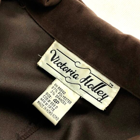 Faux Suede Button Front Shirt Brown Victoria Halley size 4 petite - Picture 3 of 5